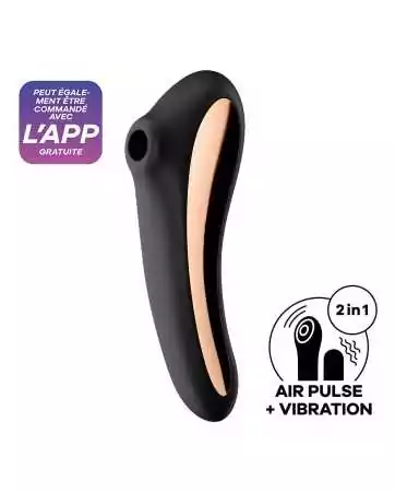 2-in-1 Clitoris Stimulator and USB Connected Black Dual Kiss Vibrator by Satisfyer - CC597797