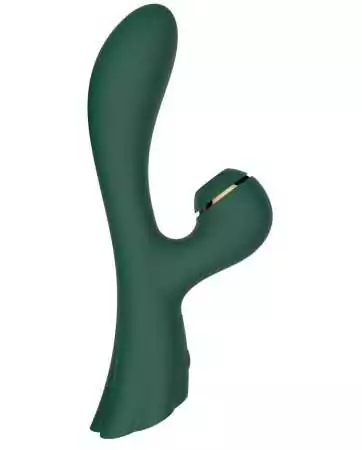 Double stimulation vibrator for G-spot and clitoris with suction, green USB - FAIRYGREEN