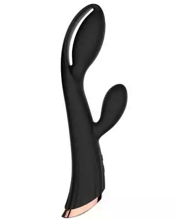 Schwarzer Vibrator mit Klitorisstimulator LRIS USB - LRISBLACK