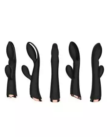 Vibromasseur noir avec stimulateur de clitoris LRIS USB - LRISBLACK