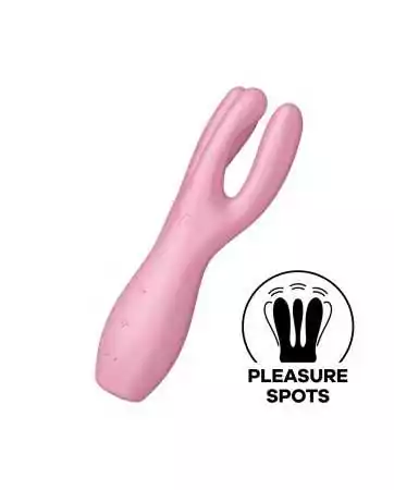 Vibromassaggiatore punto G con stimolatore del clitoride USB rosa Threesome 3 Satisfyer - CC597778
