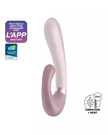 G-spot vibrator with clitoral stimulator connected USB heating purple Heat Wave Satisfyer - CC597777