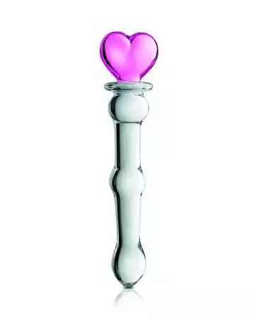 Glass dildo bicolor with balls and heart no. 21 Glossy - CC532074
