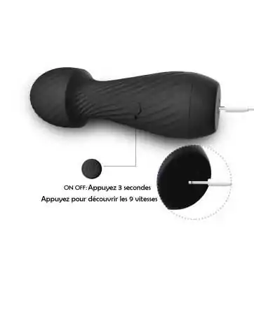 Massageador vibratório Wand preto potente - USK-W03BLK