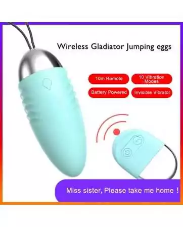 Turquoise vibrating egg with battery-powered remote control - TOD-083TUR