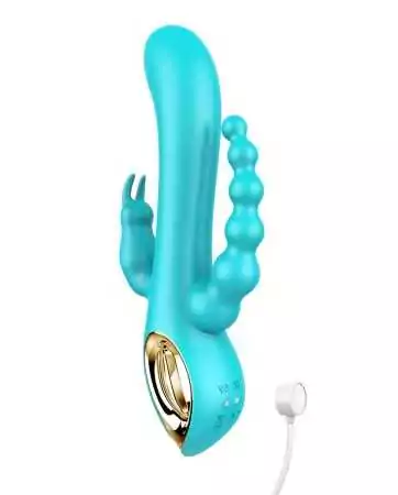 Blue rabbit vibrator with vibrating beads - TOZ-024BLU