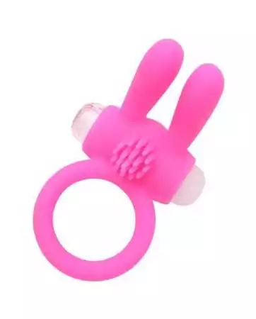 Pink silicone vibrating ring with rabbit ears - COR-003PNK