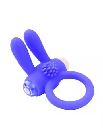 Blue silicone vibrating ring with rabbit ears - COR-003BLU