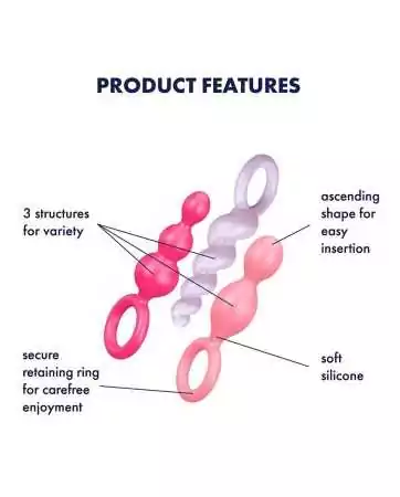Set of 3 Satisfyer plugs in Booty Call color - CC597160