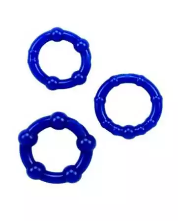 Pack of 3 blue cockrings with beads - CR-COR005BLU
