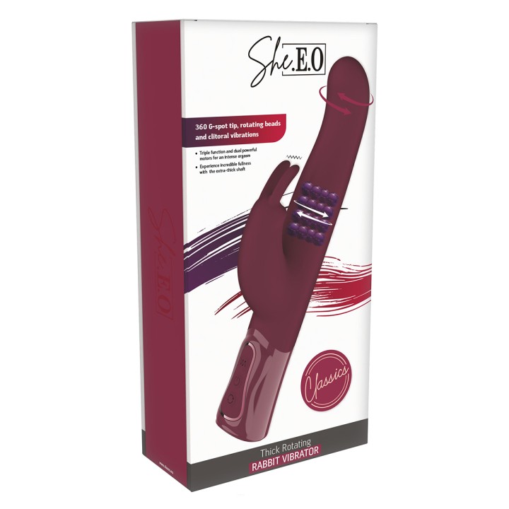Vibro Rabbit rotatif triple stimulation XXL - She.E.O