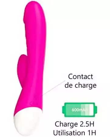Vibrador de coelho rosa aquecido com 10 programas USB - CR-CAV019