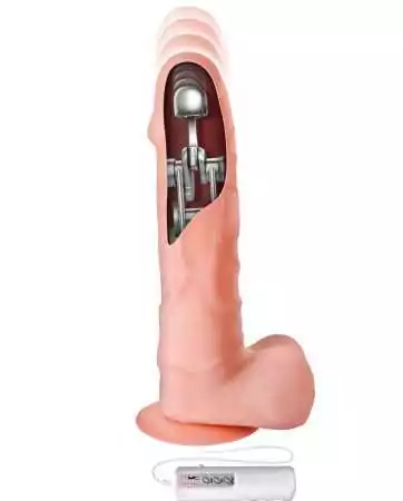 Vibratore realistico con ventosa e testicoli, lungo 21 cm, con movimento a va e vieni e telecomando - CC514108