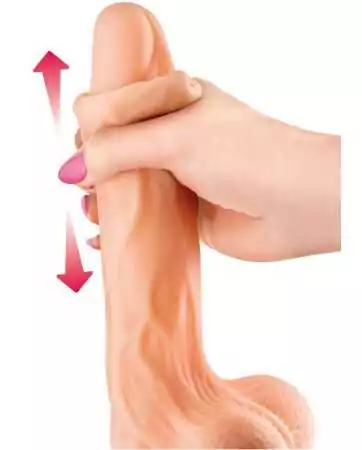 Realistic veined dildo with suction cup, thrusting motion, foreskin, testicles, and moving beads 22cm - CC514107