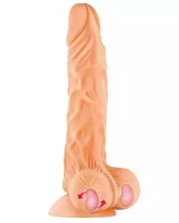 Realistic veined dildo with suction cup, thrusting motion, foreskin, testicles, and moving beads 22cm - CC514107