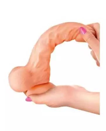 Realistic veined suction cup dildo with foreskin, testicles, moving beads 20.2cm - CC514106