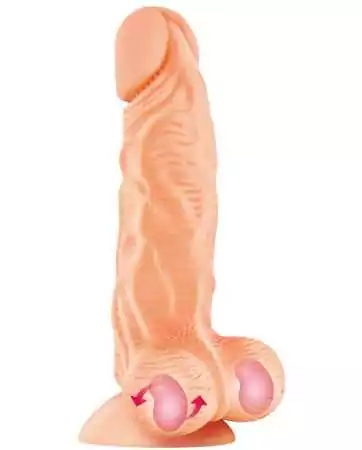 Realistic veined dildo with suction cup, foreskin, testicles, moving beads 18.5cm - CC514105