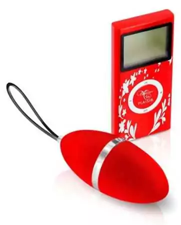 Red vibrating egg with 10 speeds, remote control, and LCD screen - CC5720000030