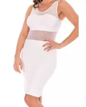 Vestido sensual e elegante com malha transparente branca - LDP1WHT.