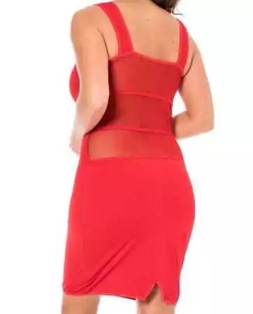 Sensual and dressy red dress with transparent mesh - LDP1RED