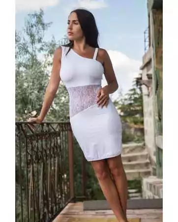 Asymmetrical white dress with lace Paola - LDR3WHT