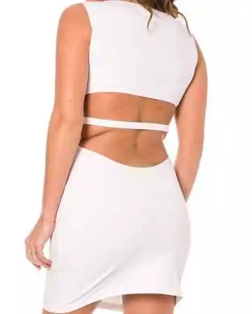 Wide white dress with a plunging neckline Olivia - LDR4WHT