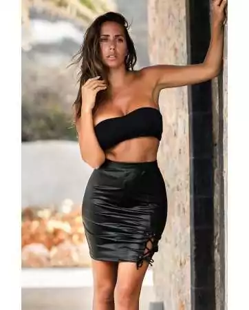 Long black faux leather skirt Paloma - LSL1-LBLK