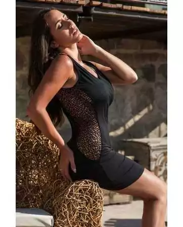 Black dress with fishnet openings on the sides - Léa - LDR6BLK