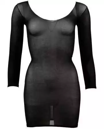 Vestido de malha preta transparente, mangas compridas - R27138101101