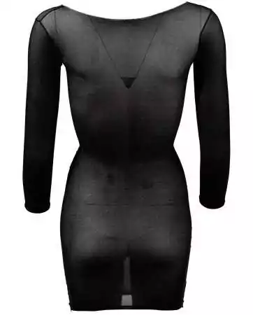 Vestido de malha preta transparente, mangas compridas - R27138101101