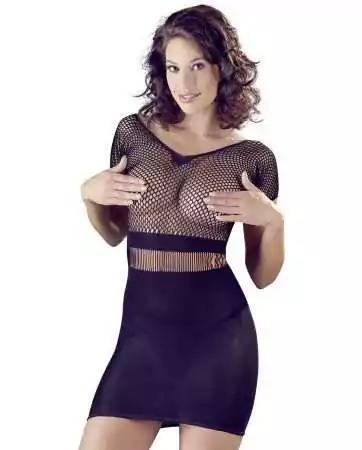 Black fishnet dress with wide mesh - R27176621101