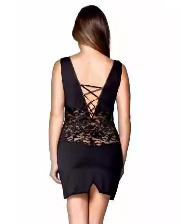 Cocktail dress with lace and wetlook panels - LDW1