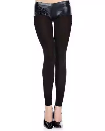 Black thin opaque and solid leggings - MH35747BLK