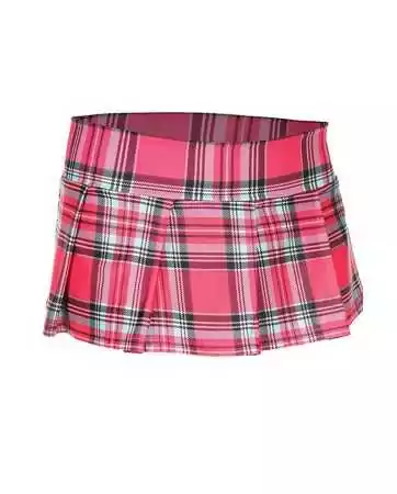 Bright pink pleated mini skirt in a Scottish style - ML25074HPK