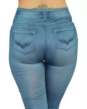 Blue skinny jeans-style leggings with prints on pockets - FD1018