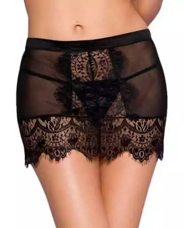 Black lace skirt transparent and open at the back - ML7735BLK