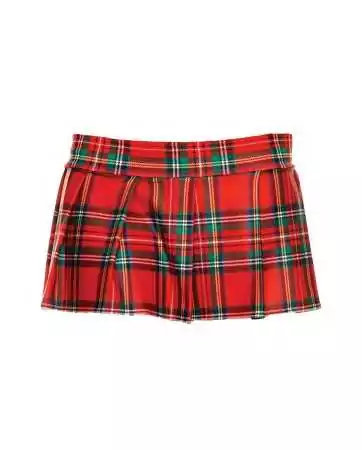 Pleated red plaid mini skirt - ML25074RED