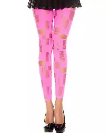 Neon pink leggings with small and large cut-out holes - MH35472NEP