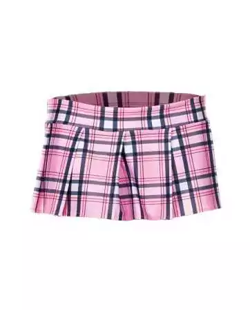 Pleated pink plaid mini skirt - ML25074PNK