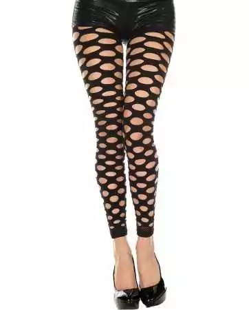 Black sexy ripped effect cutout leggings - MH35158BLK