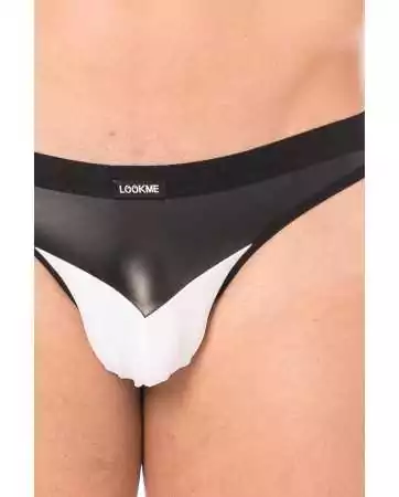 White glossy faux leather string - LM2001-57WHT