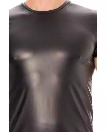 Camiseta de imitação de couro preto - LM2008-81BLK
