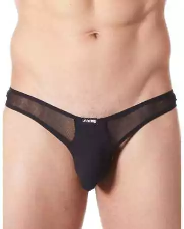 Black sexy string with fine fishnet - LM805-57BLK
