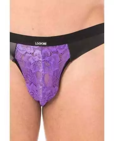 Purple lace and faux leather jockstrap - LM2002-27PUR