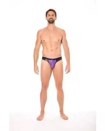 Purple lace and faux leather jockstrap - LM2002-27PUR