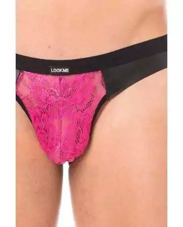Lace and faux leather magenta jockstrap - LM2002-27MAG