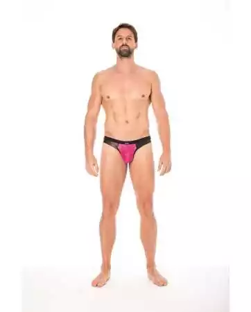 Lace and faux leather magenta jockstrap - LM2002-27MAG