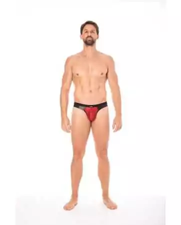 Red lace and faux leather jockstrap - LM2002-27RED