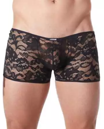 Black boxer brief in delicate lace with a slight transparency - LM706-67BLK