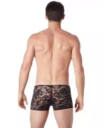 Black boxer brief in delicate lace with a slight transparency - LM706-67BLK